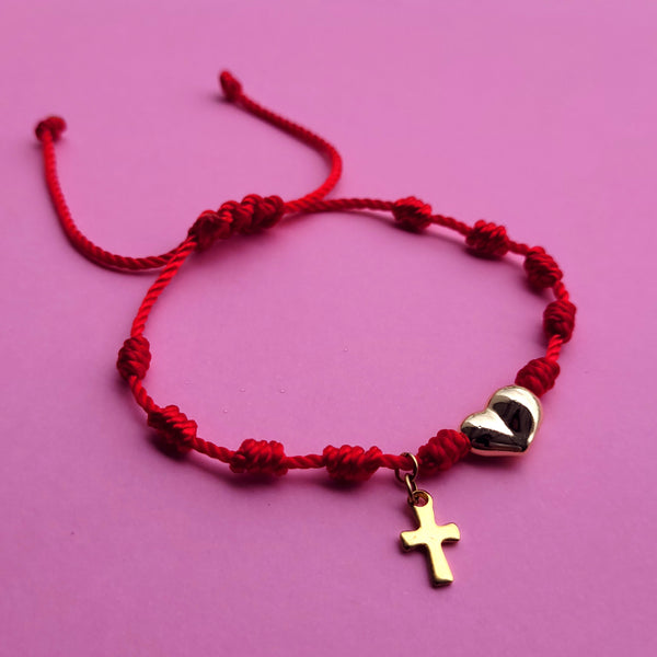Pulsera: Corazón y cruz