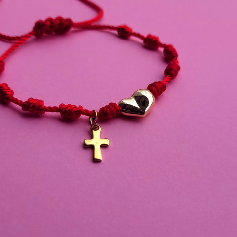 Pulsera: Corazón y cruz