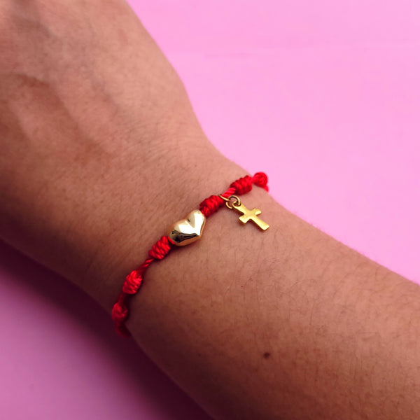 Pulsera: Corazón y cruz