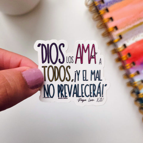 Sticker: "Dios los ama a todos..." (Papa León XIV)