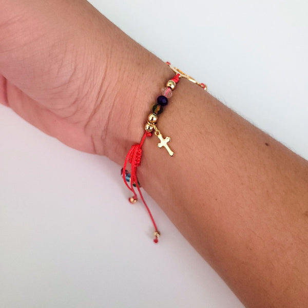 Pulsera- rosario con cristales de colores