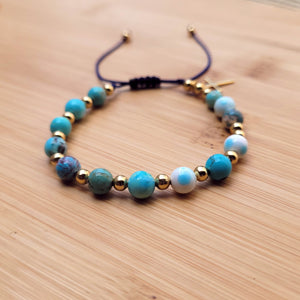 Pulsera- Denario Azul con tonos blancos y dorados